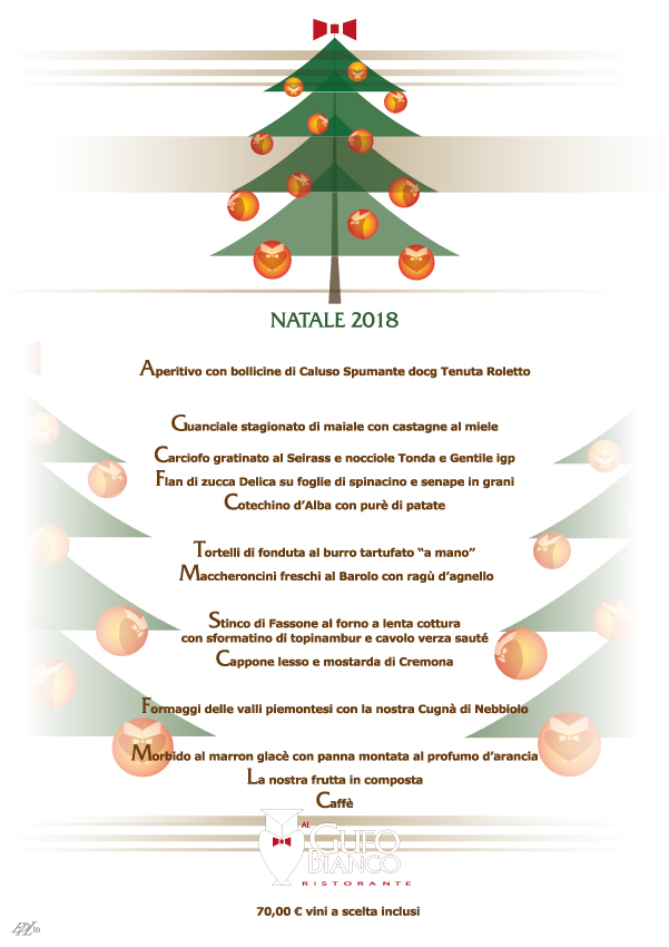 Decorazioni Menu Natale.Menu Del Pranzo Di Natale 2018 Al Gufo Bianco Cucina Tipica Piemontese